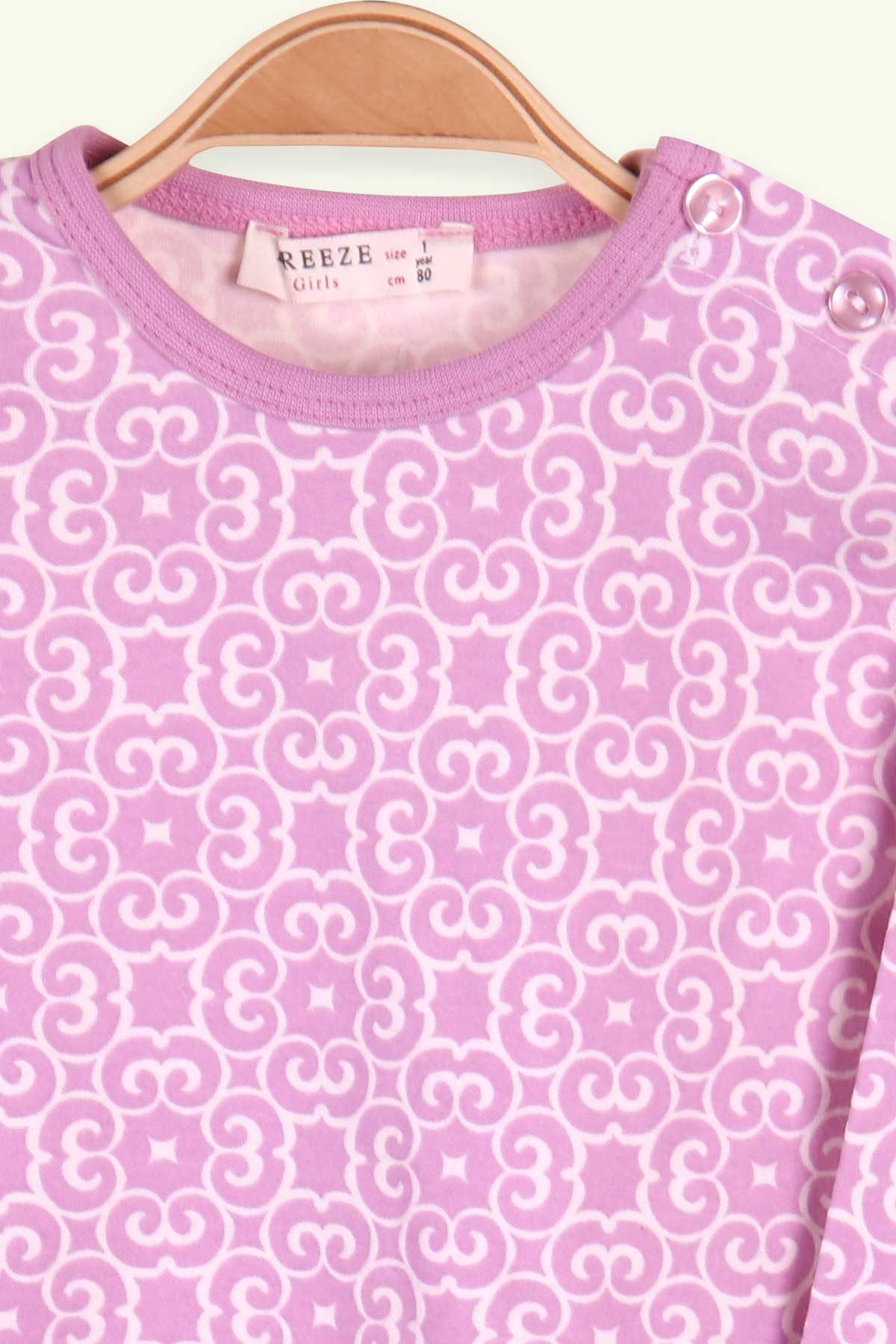 Breeze Kız Bebek Pijama Takımı Desenli Lila (9 Ay-3 Yaş)