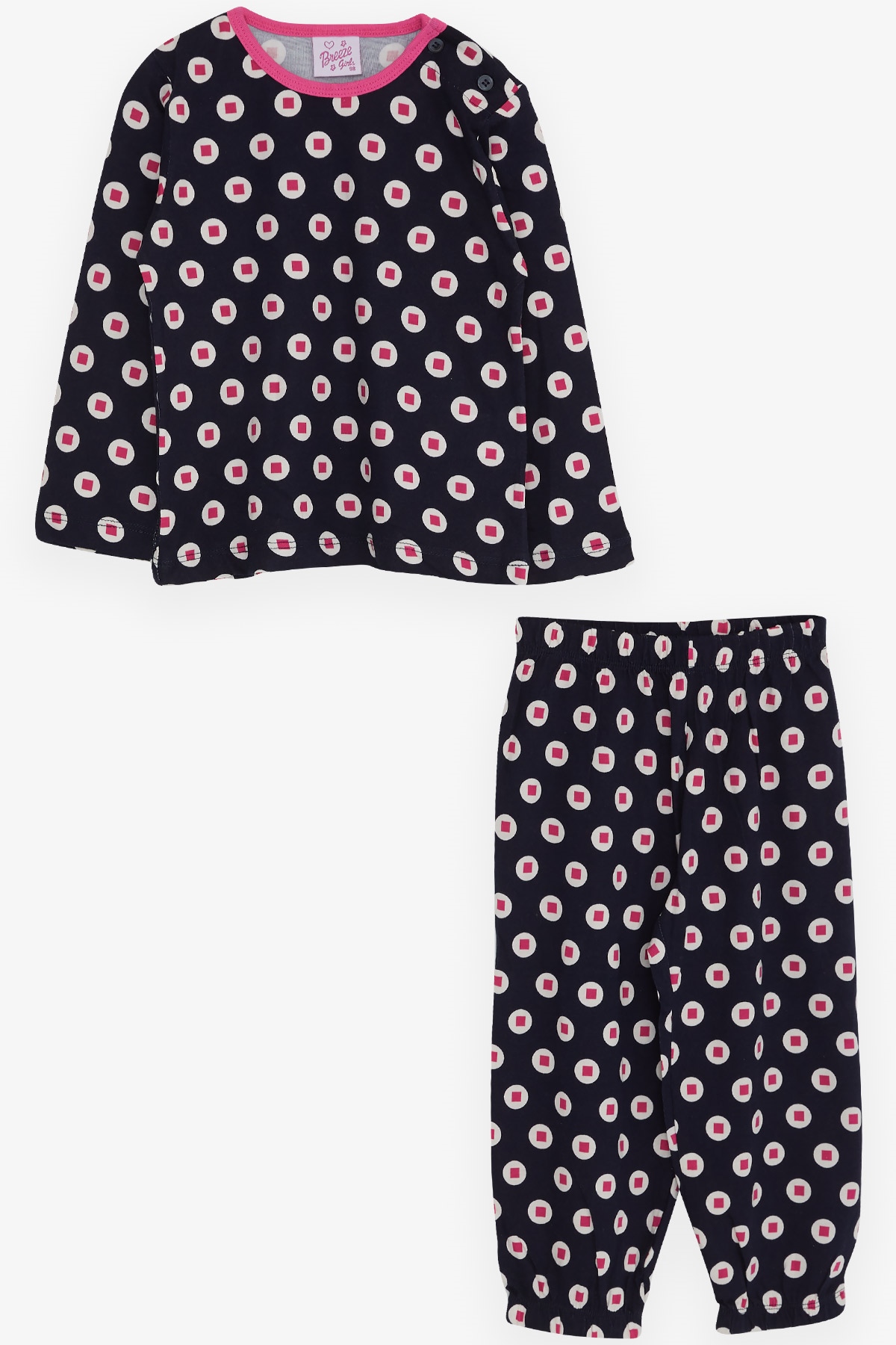Breeze Kız Bebek Pijama Takımı Desenli Lacivert (9 Ay-3 Yaş)