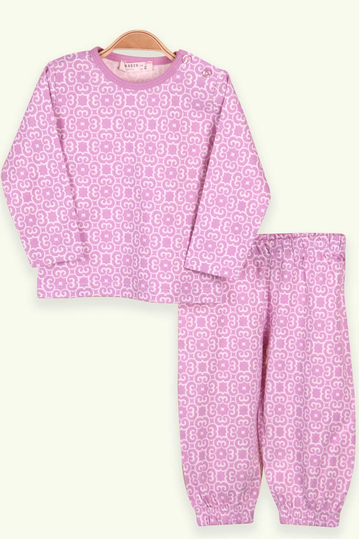 Breeze Kız Bebek Pijama Takımı Desenli Lila (9 Ay-3 Yaş)