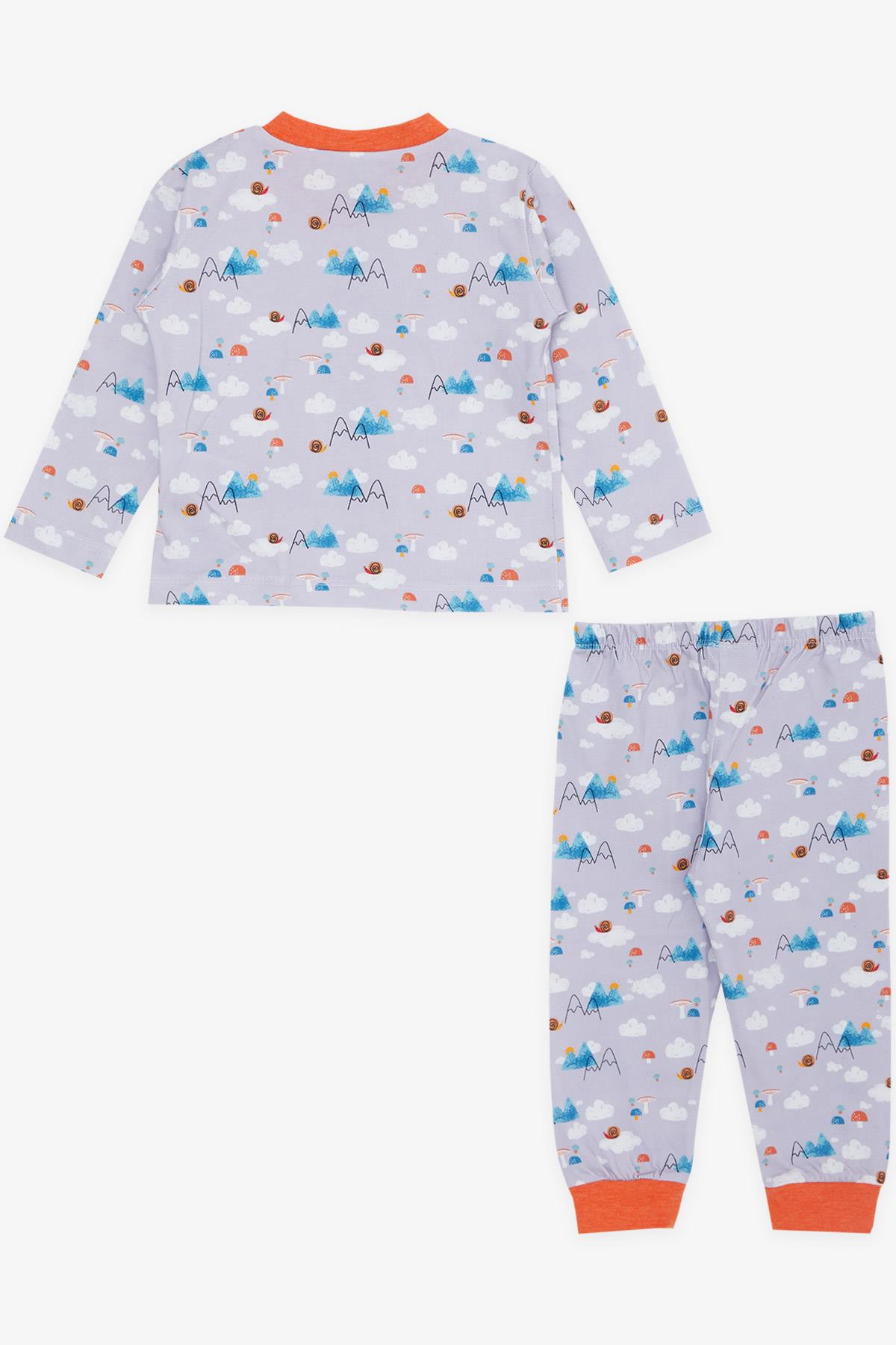 Breeze Kız Bebek Pijama Takımı Doğa Temalı Salyangoz Desenli Açık Lila (4 Ay-1 Yaş)