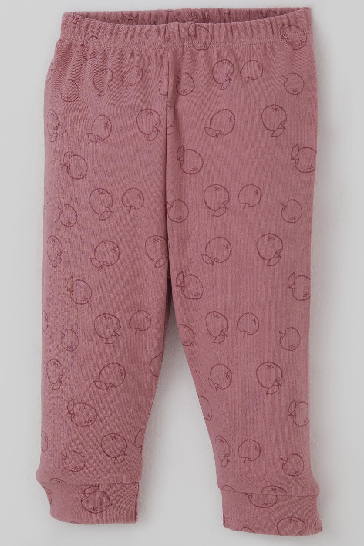 Breeze Kız Bebek Pijama Takımı Elma Bahçesi Önden Çıtçıtlı Gülkurusu (4 Ay-1 Yaş)