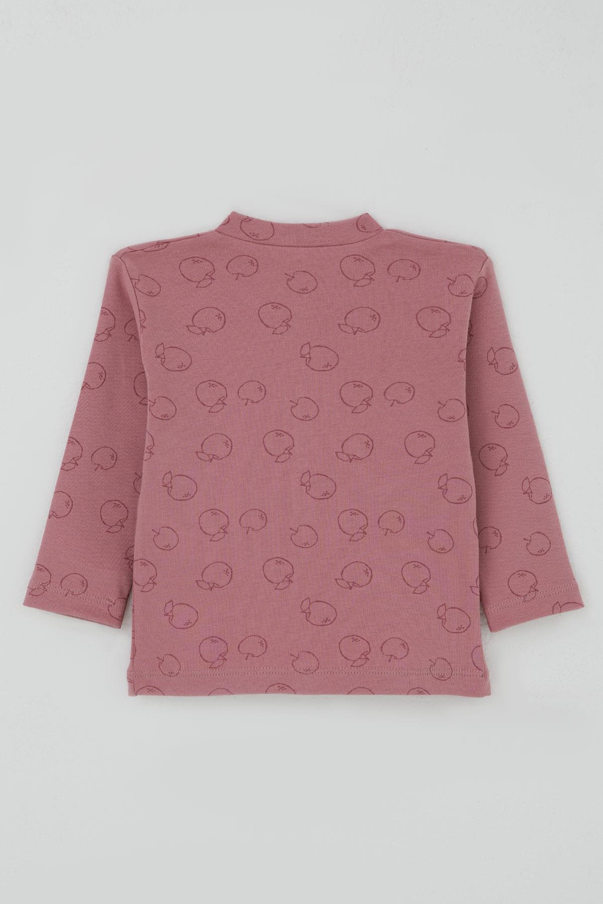 Breeze Kız Bebek Pijama Takımı Elma Bahçesi Önden Çıtçıtlı Gülkurusu (4 Ay-1 Yaş)