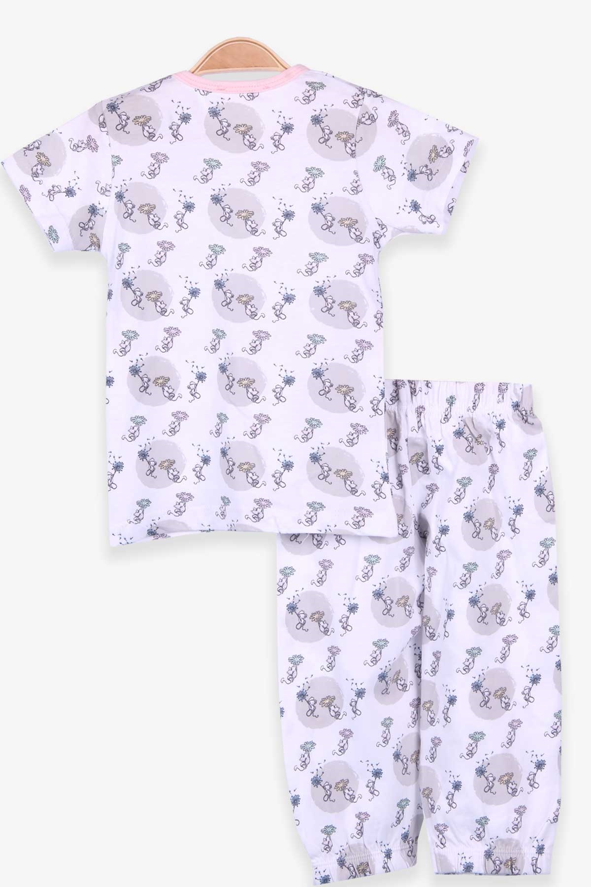 Breeze Kız Bebek Pijama Takımı Fare Desenli Beyaz (9 Ay-3 Yaş)