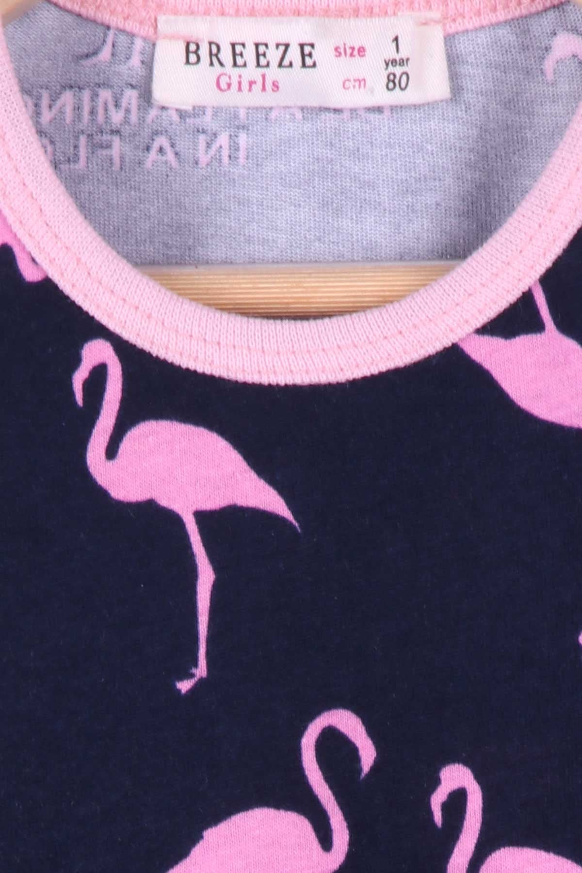 Breeze Kız Bebek Pijama Takımı Flamingo Desenli Lacivert (1-2 Yaş)
