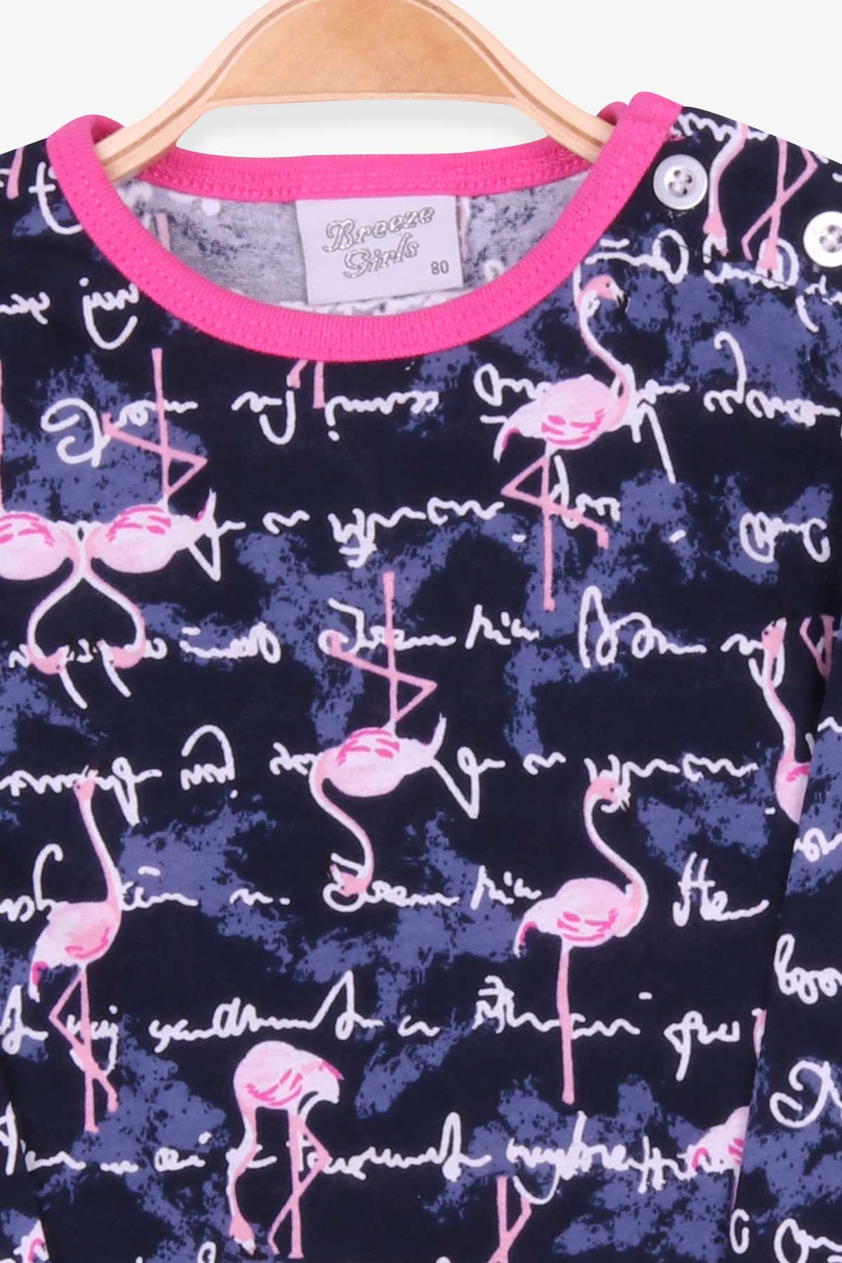 Breeze Kız Bebek Pijama Takımı Flamingo Desenli Lacivert (9 Ay-3 Yaş)