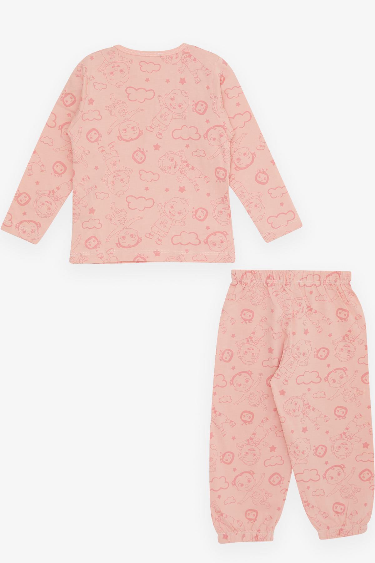 Breeze Kız Bebek Pijama Takımı Gökyüzü Temalı Neşeli Bebek Desenli Somon (9 Ay-3 Yaş)