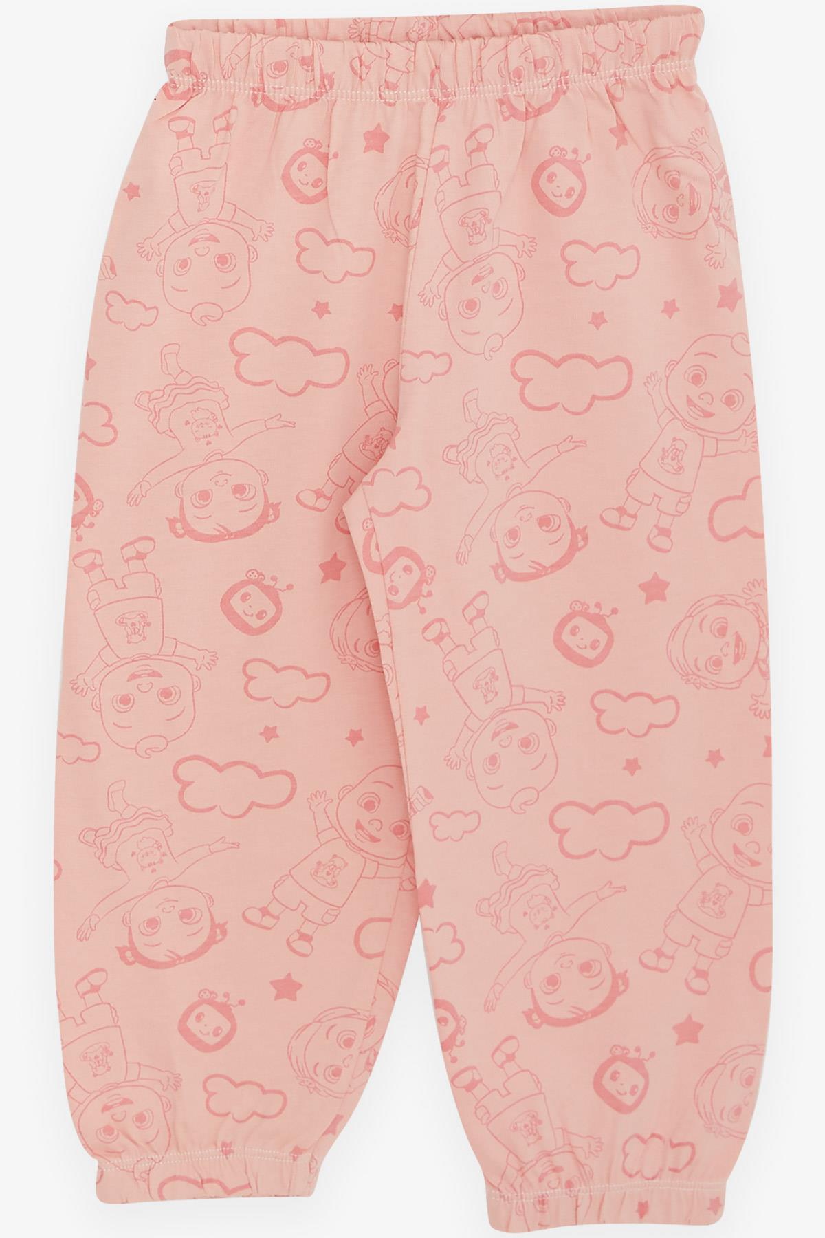 Breeze Kız Bebek Pijama Takımı Gökyüzü Temalı Neşeli Bebek Desenli Somon (9 Ay-3 Yaş)