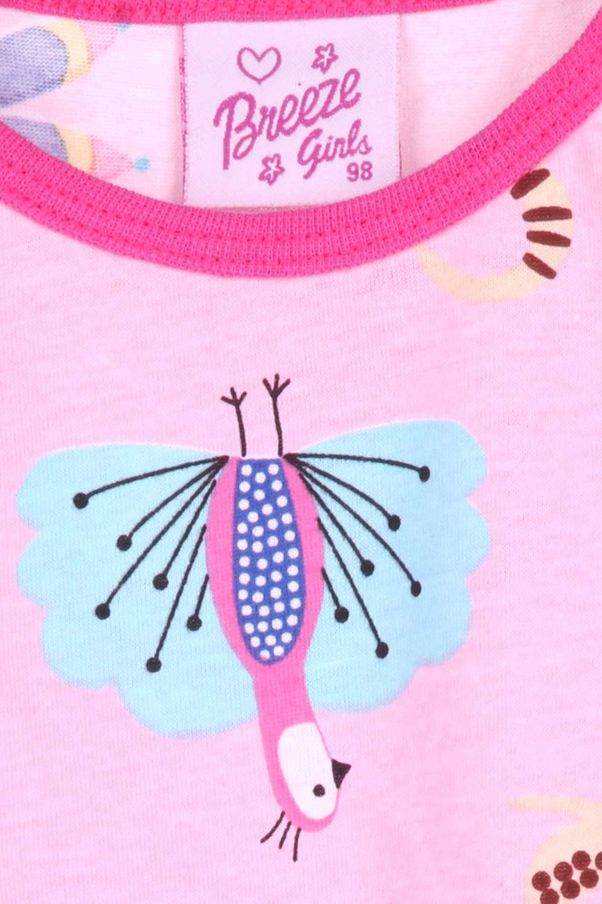 Breeze Kız Bebek Pijama Takımı Hayvanlar Alemi Temalı Pembe (9 Ay-3 Yaş)