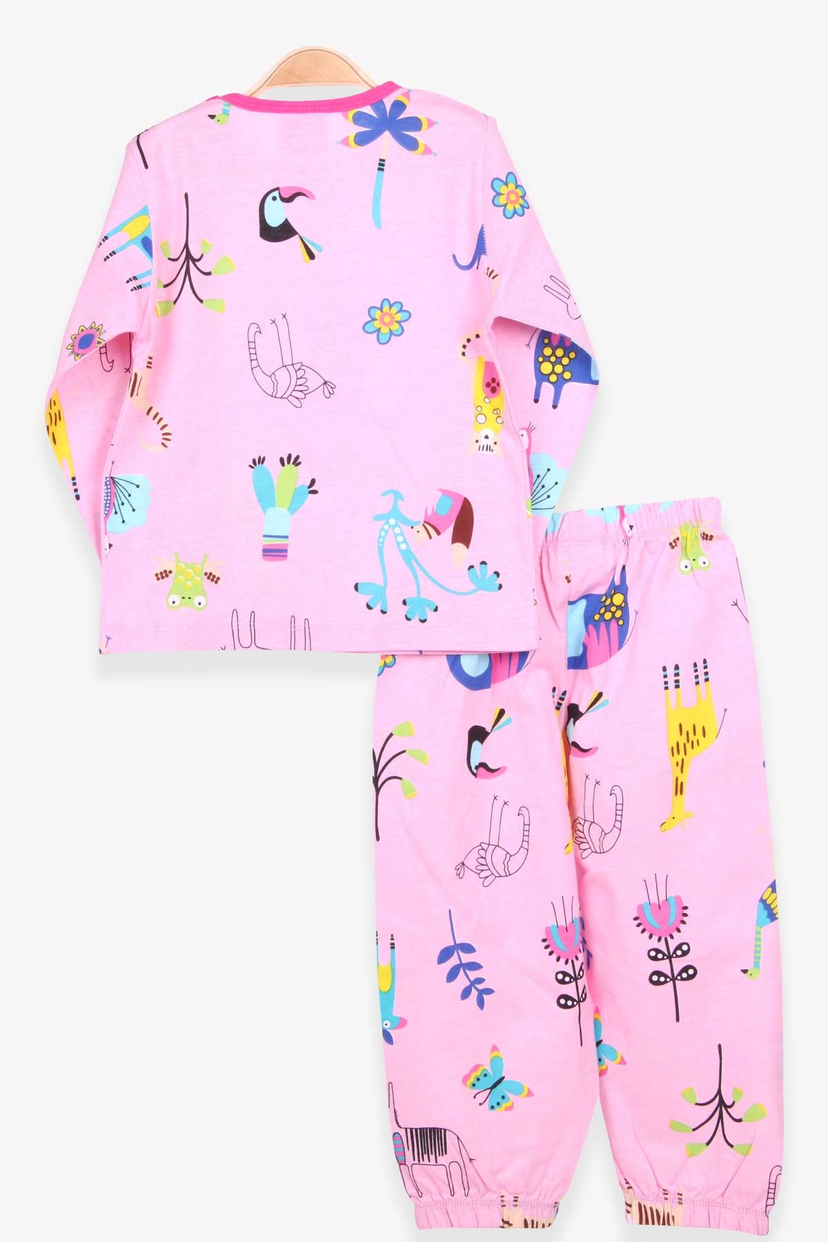 Breeze Kız Bebek Pijama Takımı Hayvanlar Alemi Temalı Pembe (9 Ay-3 Yaş)