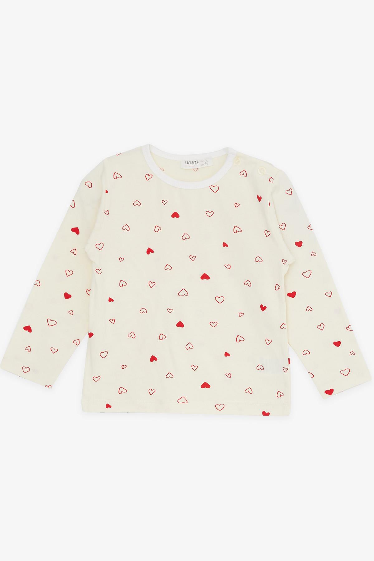 Breeze Kız Bebek Pijama Takımı Kalp Desenli Krem (9 Ay-3 Yaş)