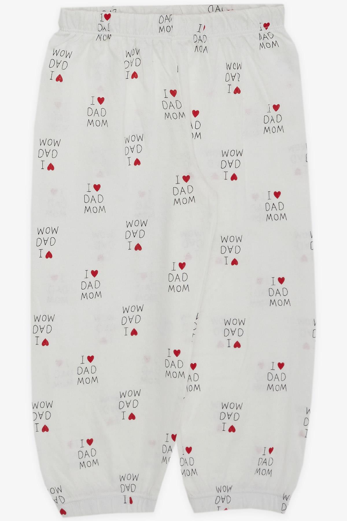 Breeze Kız Bebek Pijama Takımı Kalp Yazı Desenli Ekru (9 Ay-3 Yaş)