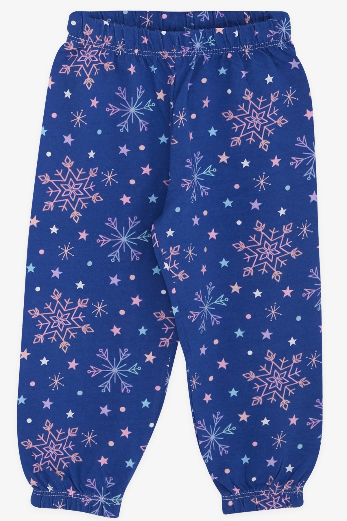 Breeze Kız Bebek Pijama Takımı Kar Kristal Desenli Saks Mavisi (9 Ay-1.5 Yaş)