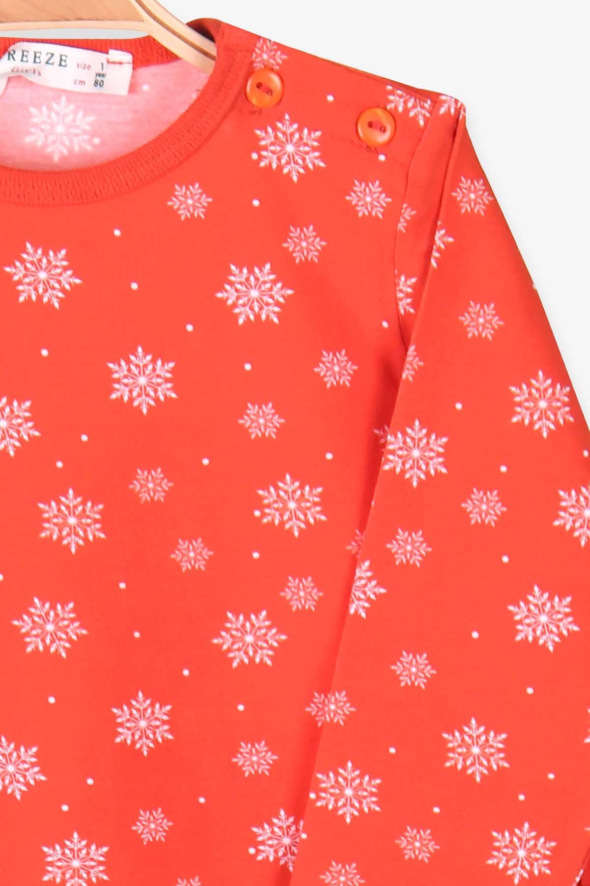 Breeze  Kız Bebek Pijama Takımı Kar Tanesi Desenli Turuncu (9 Ay-1.5 Yaş)