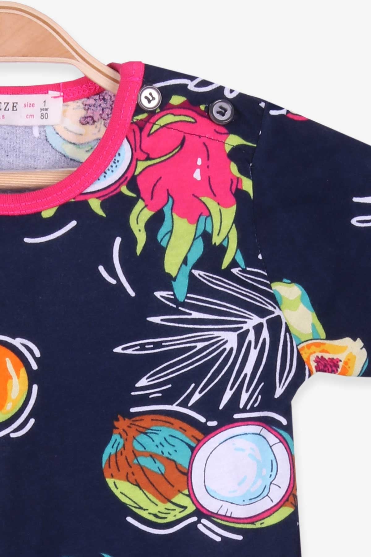 Breeze Kız Bebek Pijama Takımı Mango Desenli Lacivert (9 Ay-3 Yaş)