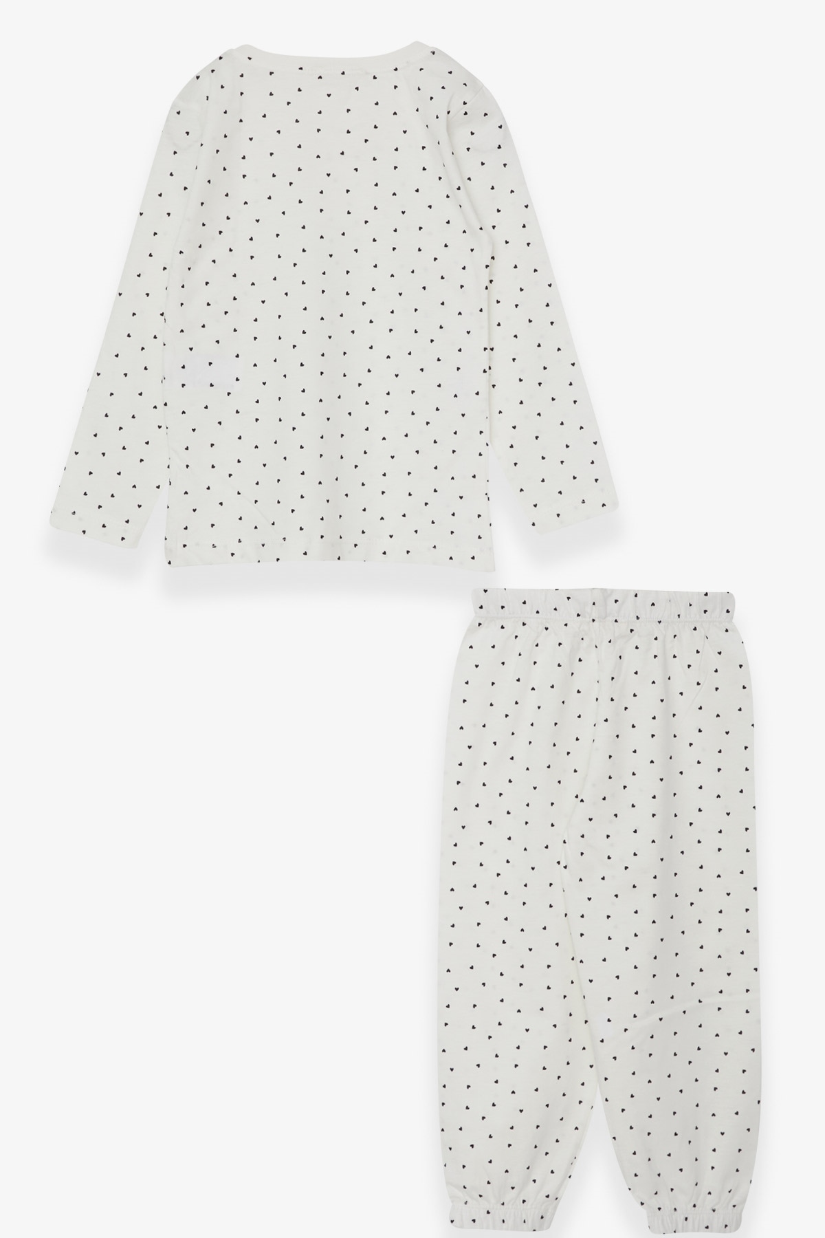 Breeze Kız Bebek Pijama Takımı Minik Kalp Desenli Ekru (9 Ay-3 Yaş)