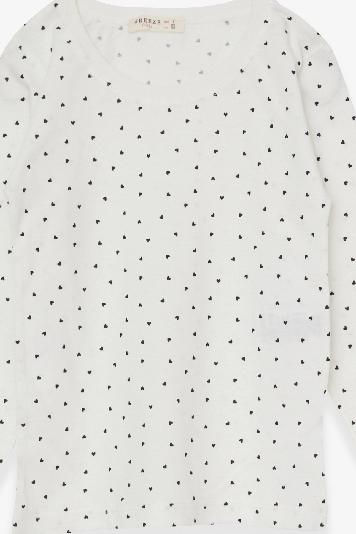 Breeze Kız Bebek Pijama Takımı Minik Kalp Desenli Ekru (9 Ay-3 Yaş)