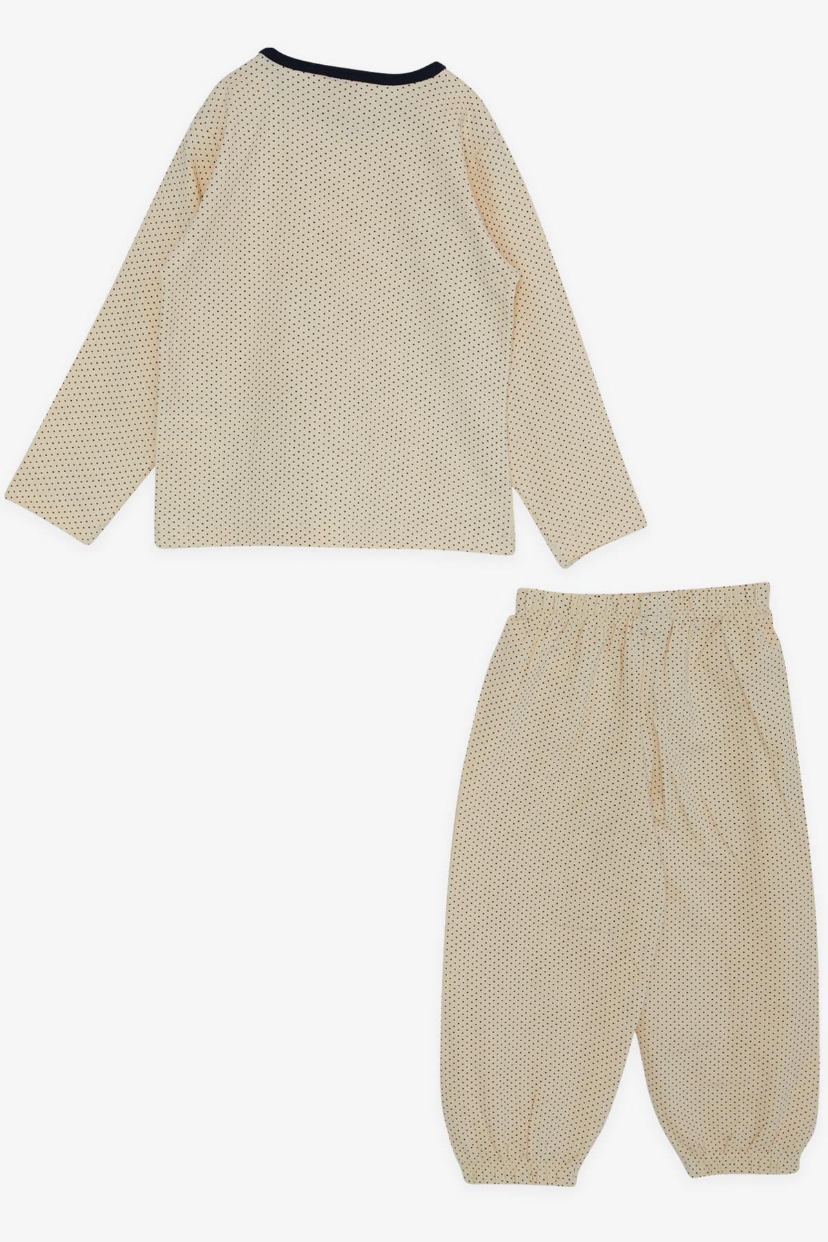 Breeze Kız Bebek Pijama Takımı Minik Puantiye Desenli Krem (9 Ay-3 Yaş)