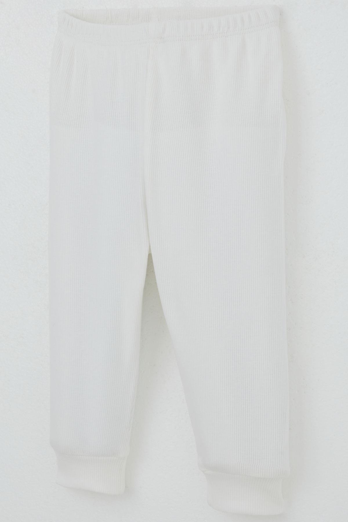 Breeze Kız Bebek Pijama Takımı Omuzdan Patlı Kolları Fırfır Detaylı Ekru (4 Ay-1 Yaş)