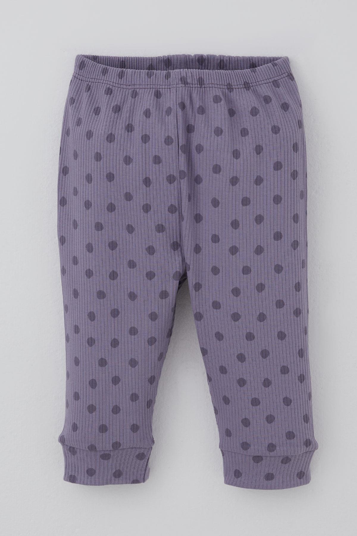 Breeze Kız Bebek Pijama Takımı Omuzdan Patlı Puantiye Desenli Lila (4 Ay-1 Yaş)