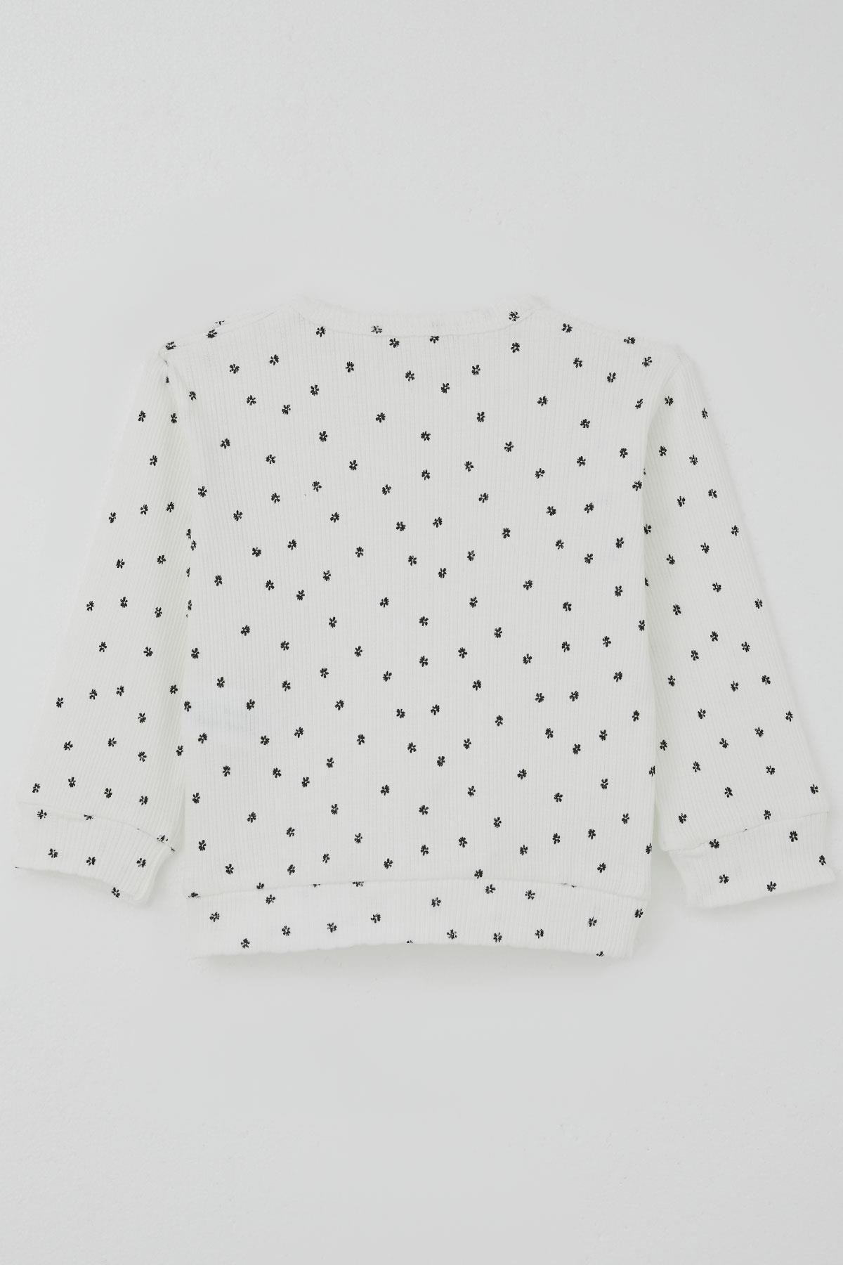 Breeze Kız Bebek Pijama Takımı Omuzdan Patlı Mini Çiçek Desenli Beyaz (4 Ay-1 Yaş)