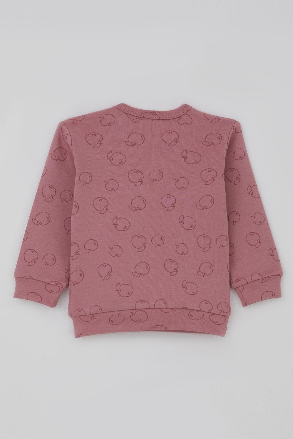 Breeze Kız Bebek Pijama Takımı Omuzdan Patlı Elma Bahçesi Gülkurusu (4 Ay-1 Yaş)