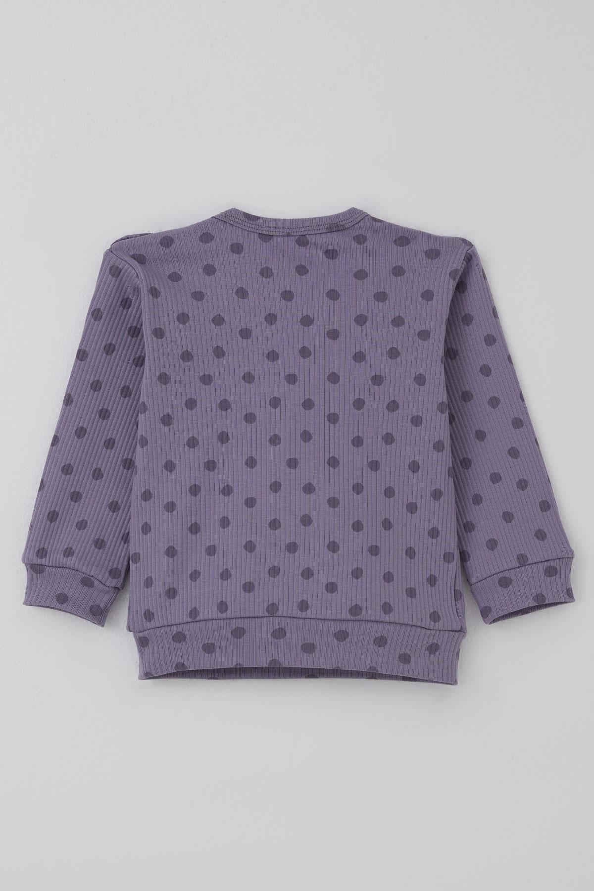 Breeze Kız Bebek Pijama Takımı Omuzdan Patlı Puantiye Desenli Lila (4 Ay-1 Yaş)