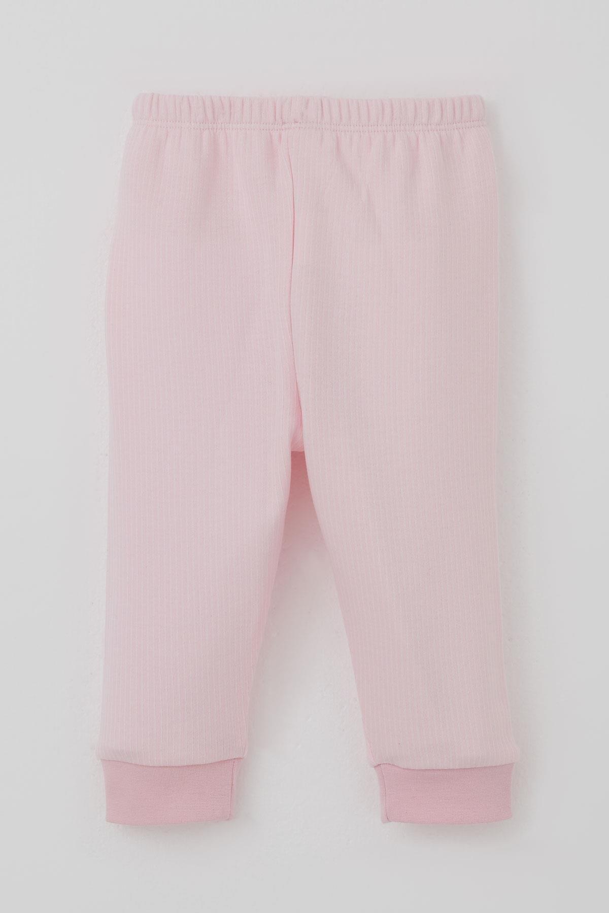 Breeze Kız Bebek Pijama Takımı Omuzdan Patlı Sevimli Minik Tavşancık Armalı Pembe (4 Ay-1 Yaş)