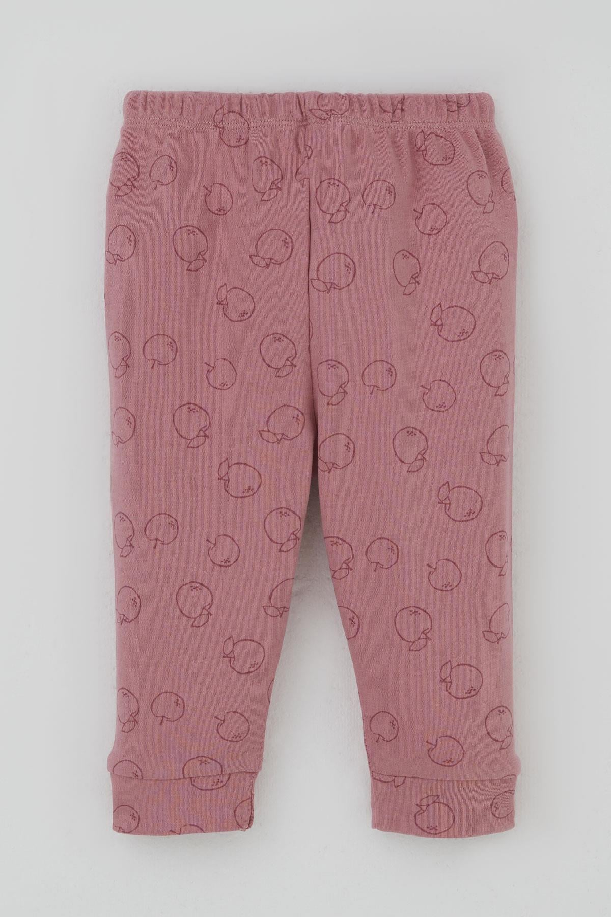 Breeze Kız Bebek Pijama Takımı Omuzdan Patlı Elma Bahçesi Gülkurusu (4 Ay-1 Yaş)