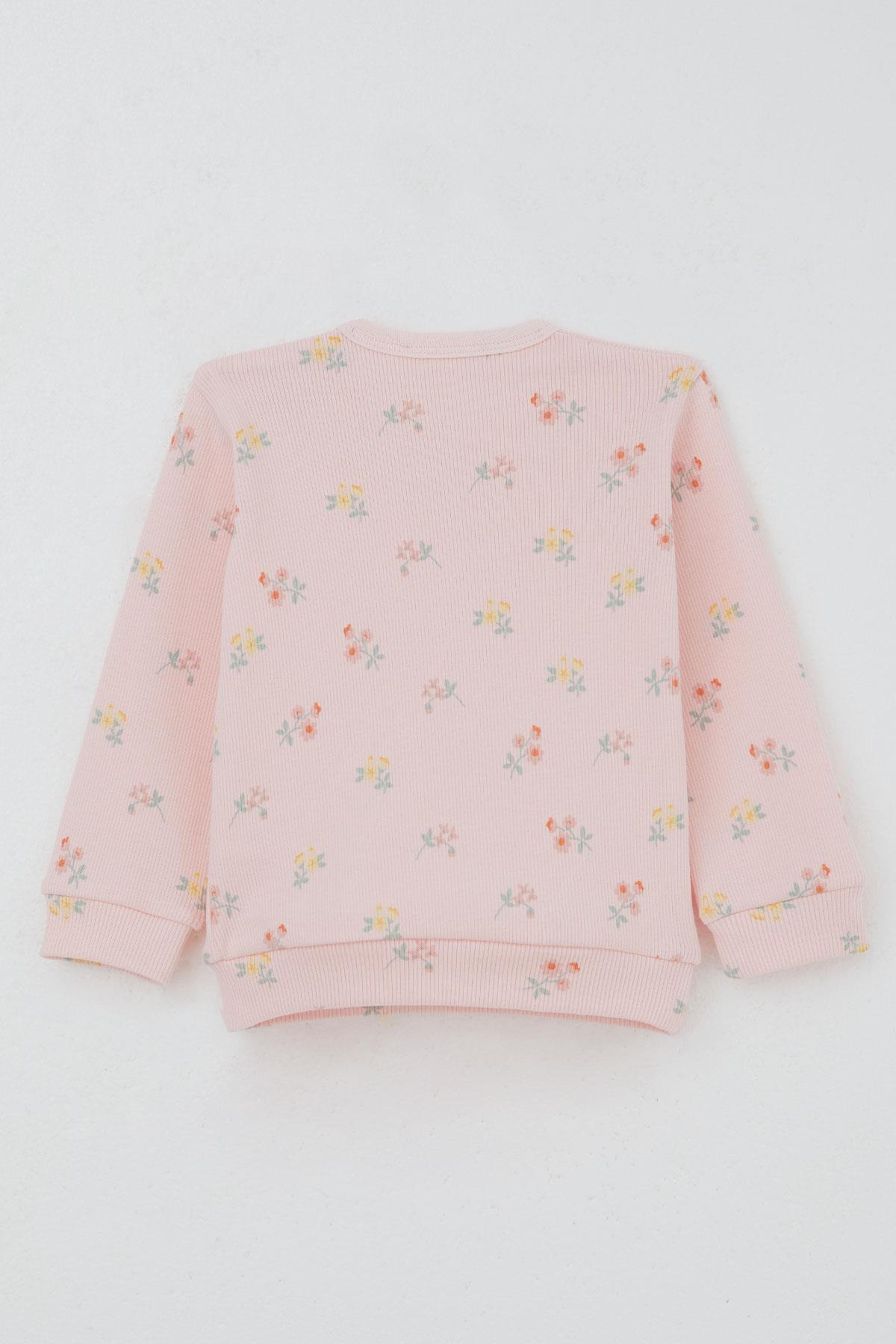 Breeze Kız Bebek Pijama Takımı Omuzdan Patlı Renkli Çiçek Desenli Pembe (4 Ay-1 Yaş)