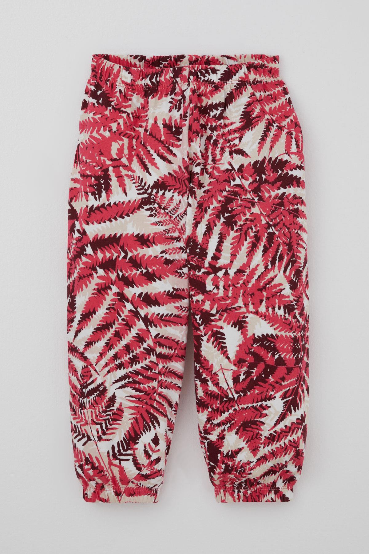 Breeze Kız Bebek Pijama Takımı Orman Temalı Yaprak Desenli Vişne Çürüğü (9 Ay-3 Yaş)