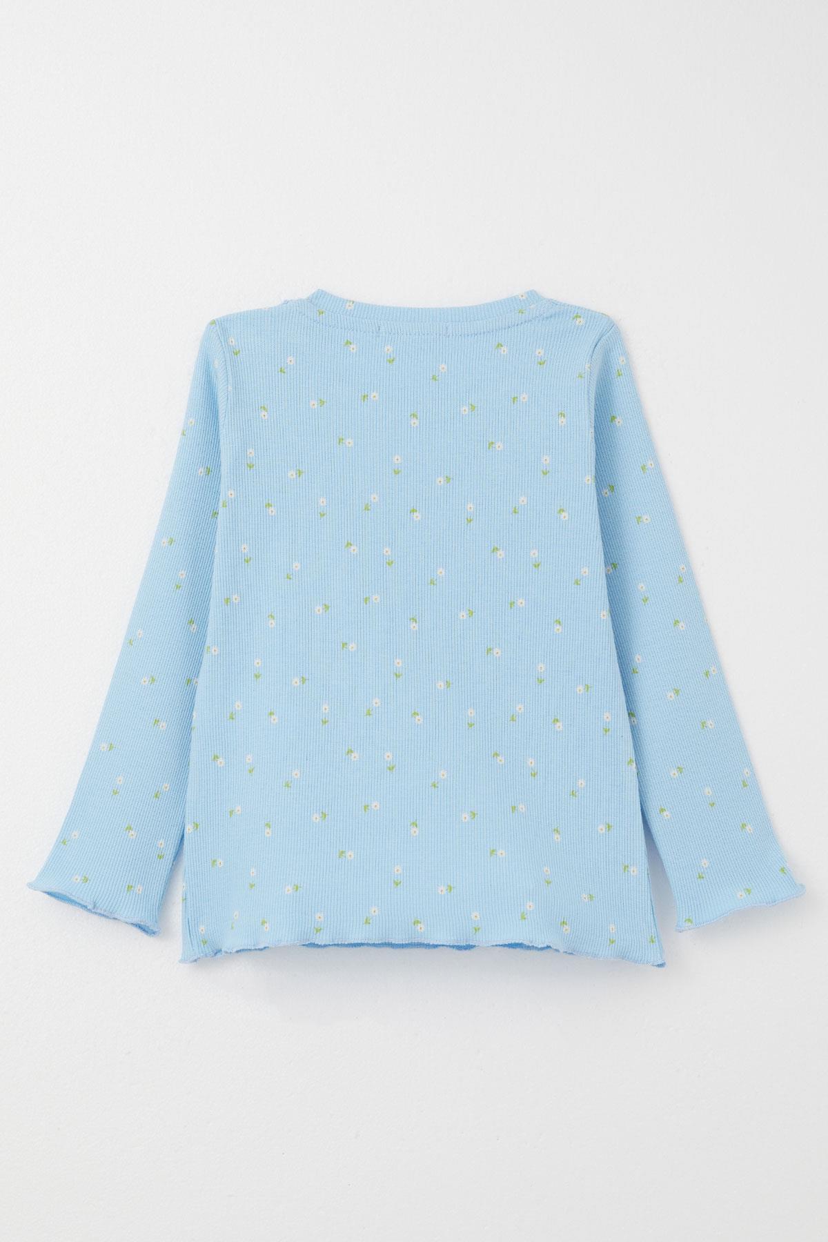 Breeze Kız Bebek Pijama Takımı Papatya Desenli Açık Mavi (9 Ay-3 Yaş)