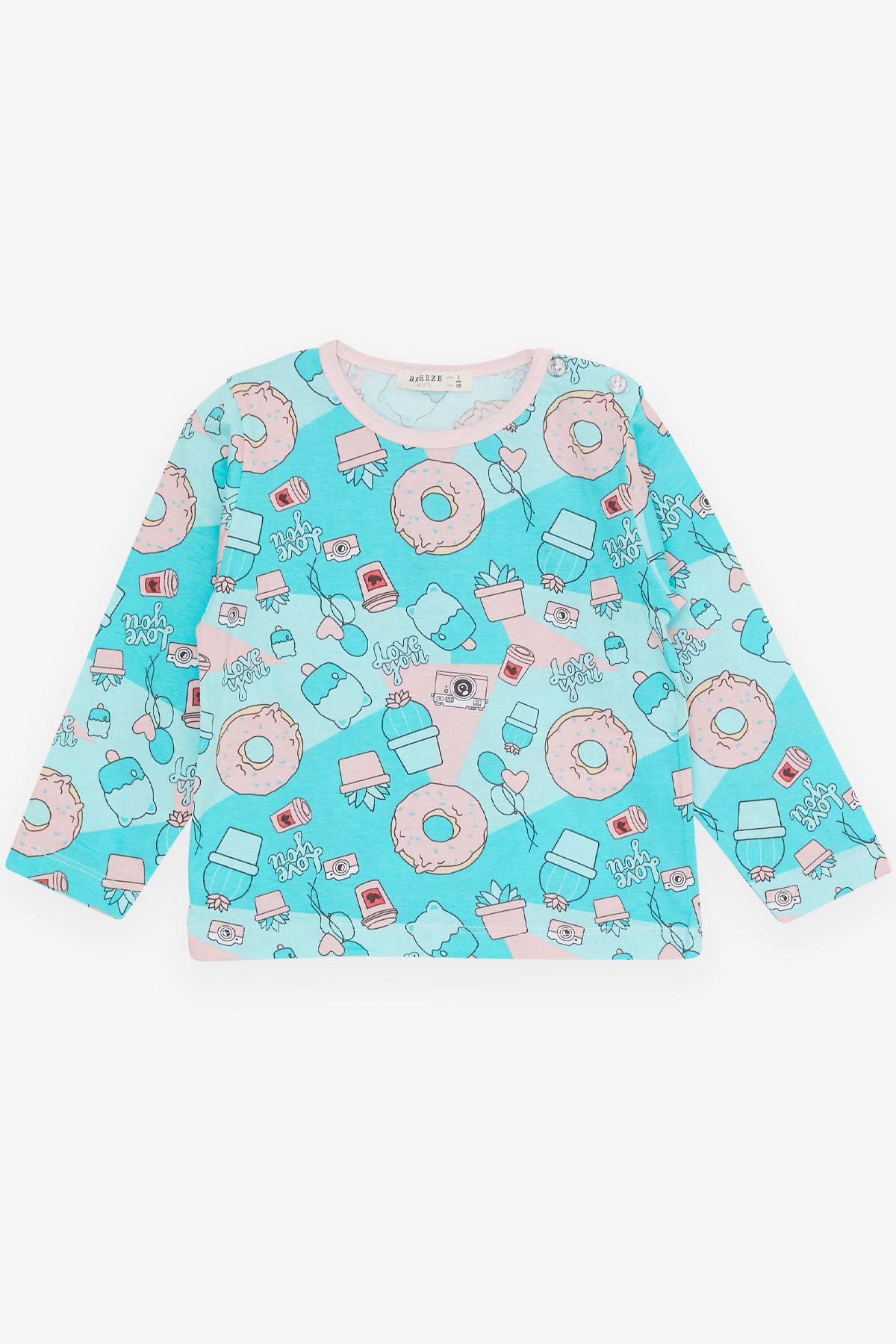 Breeze Kız Bebek Pijama Takımı Parti Temalı Turkuaz (9 Ay-3 Yaş)