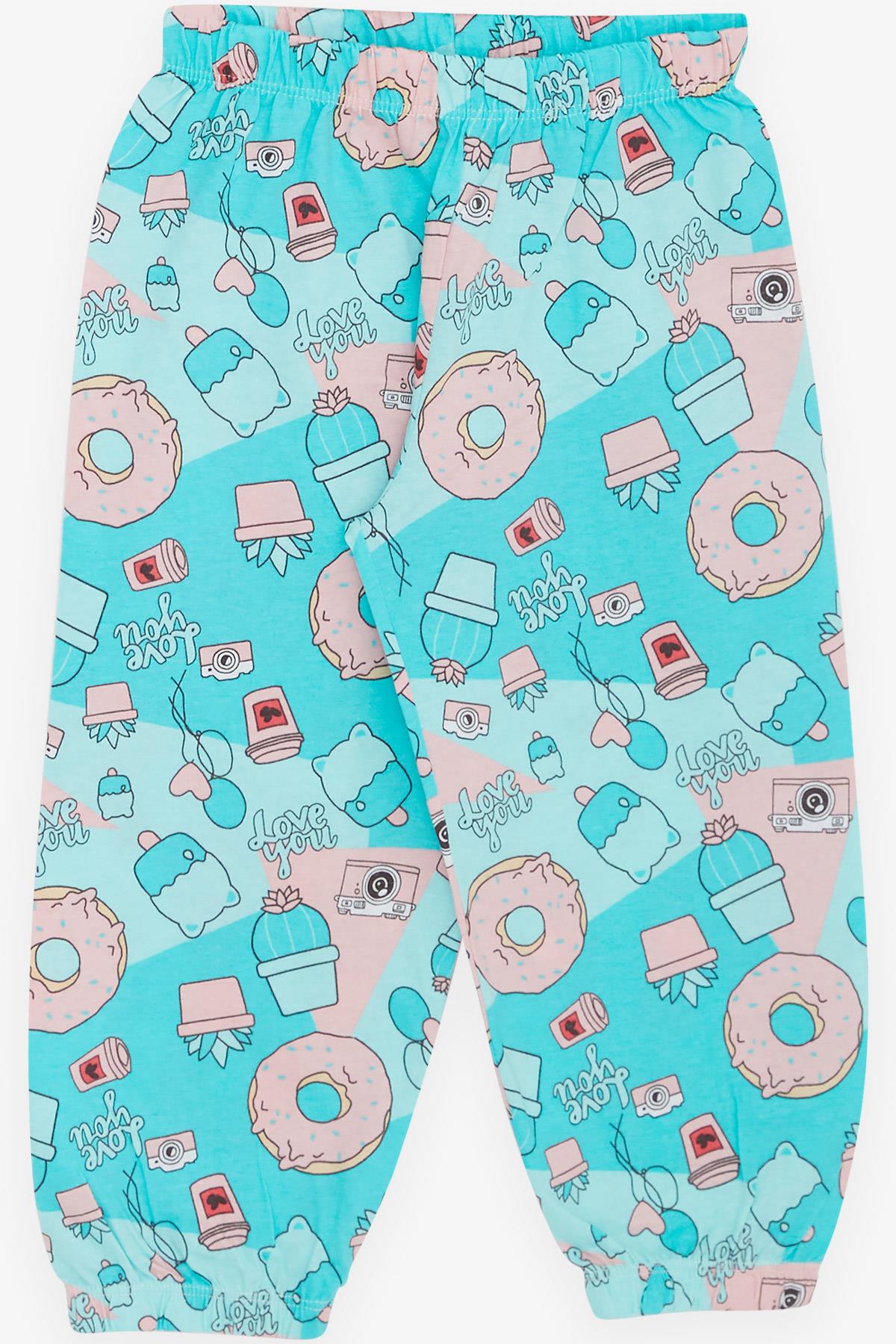 Breeze Kız Bebek Pijama Takımı Parti Temalı Turkuaz (9 Ay-3 Yaş)