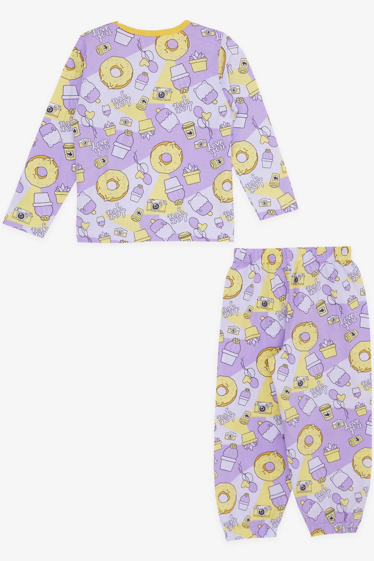 Breeze Kız Bebek Pijama Takımı Parti Temalı Lila (9 Ay-3 Yaş)