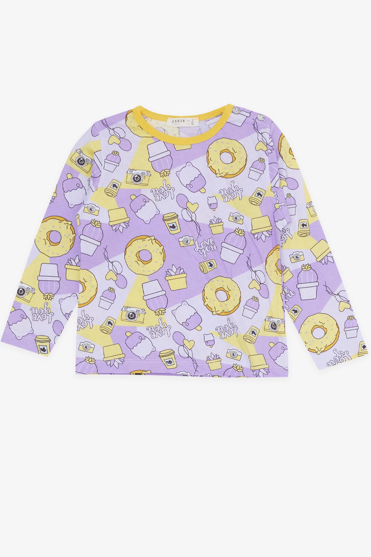 Breeze Kız Bebek Pijama Takımı Parti Temalı Lila (9 Ay-3 Yaş)