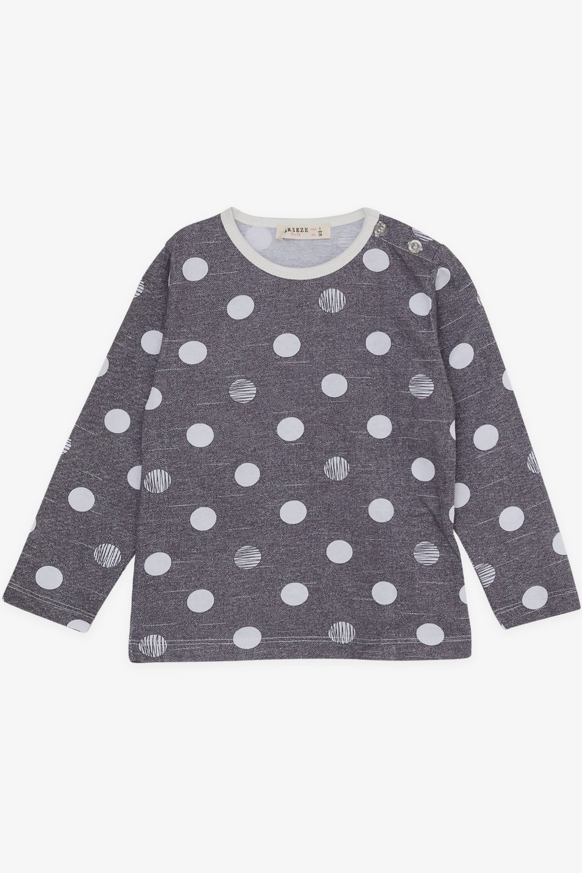 Breeze Kız Bebek Pijama Takımı Puan Desenli Koyu Gri Melanj (9 Ay-3 Yaş)