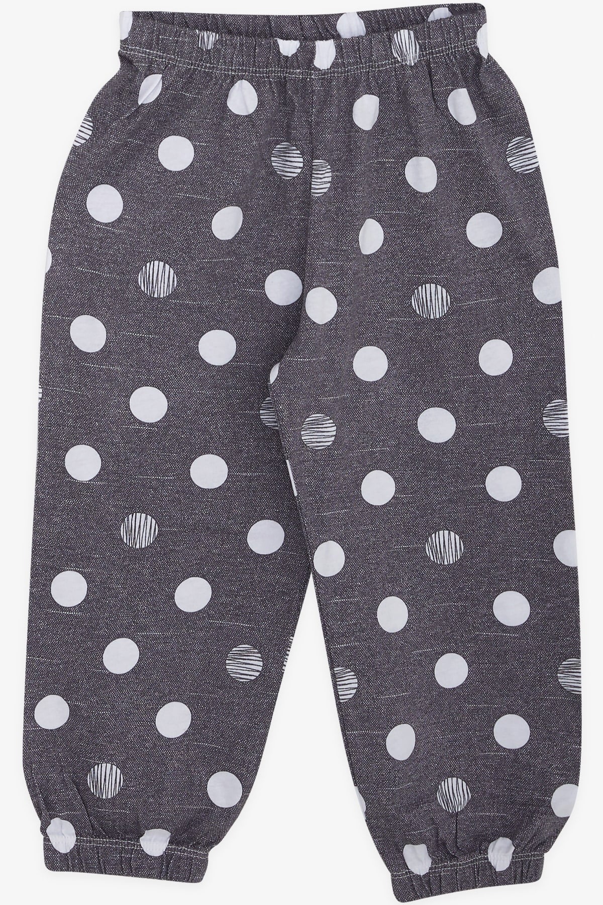 Breeze Kız Bebek Pijama Takımı Puan Desenli Koyu Gri Melanj (9 Ay-3 Yaş)