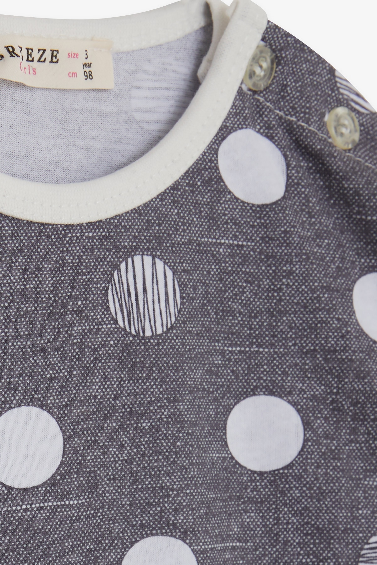 Breeze Kız Bebek Pijama Takımı Puan Desenli Koyu Gri Melanj (9 Ay-3 Yaş)