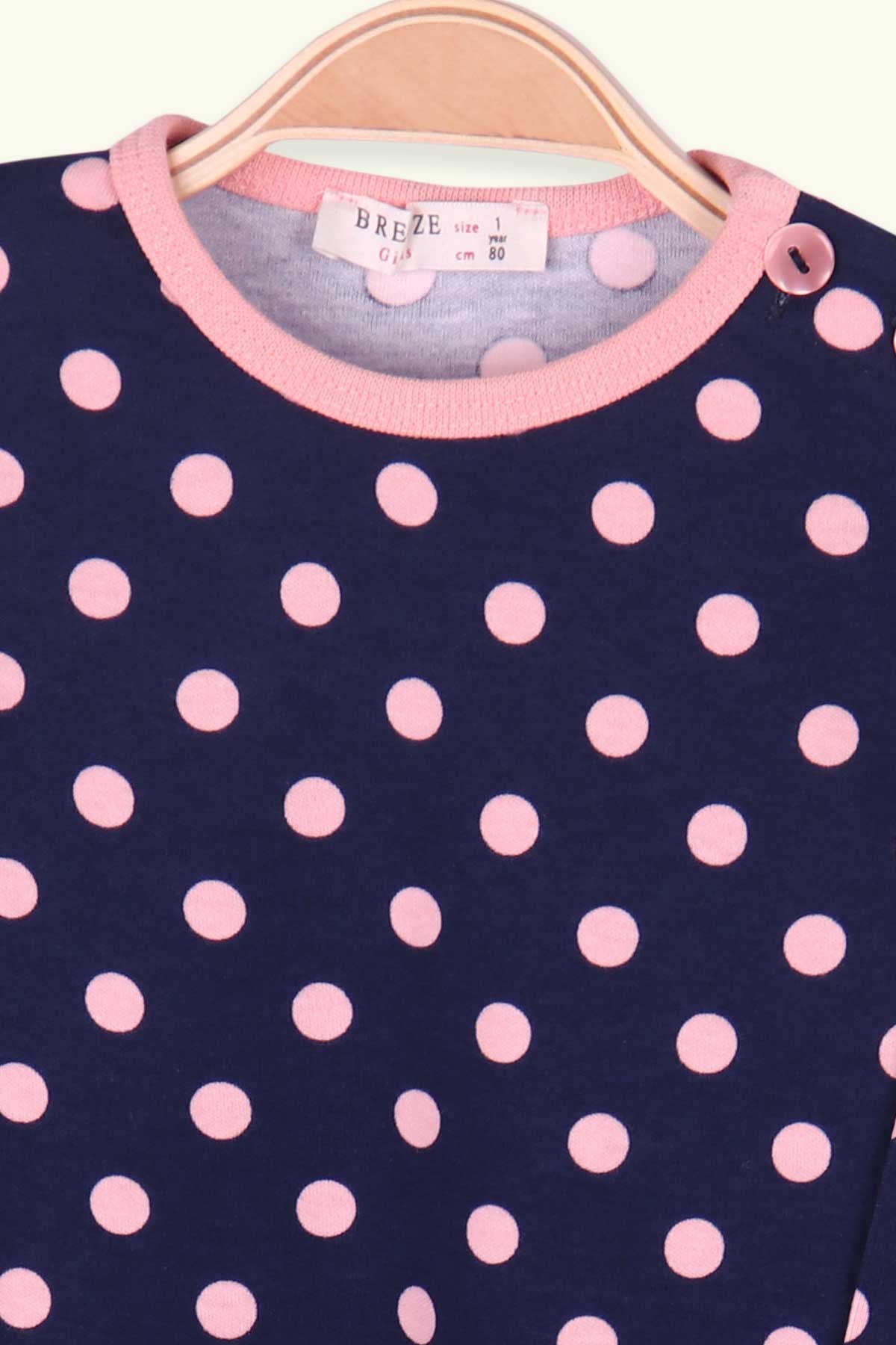 Breeze Kız Bebek Pijama Takımı Puantiyeli Lacivert (9 Ay-3 Yaş)