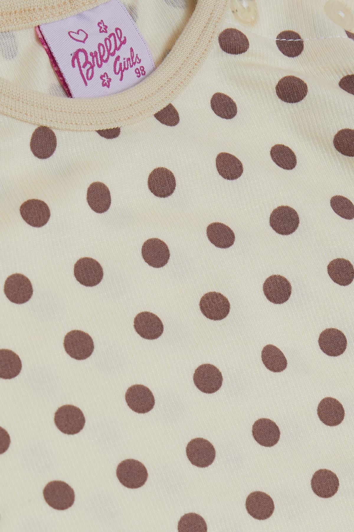 Breeze Kız Bebek Pijama Takımı Puantiye Desenli Krem (9 Ay-3 Yaş)