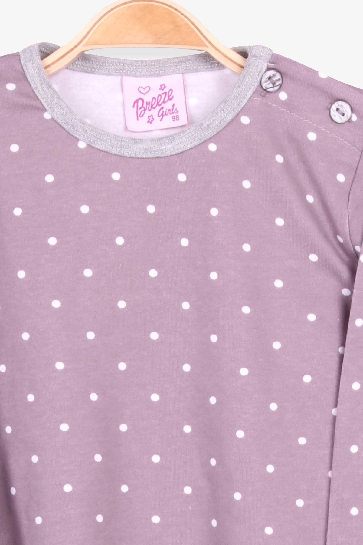 Breeze Kız Bebek Pijama Takımı Puantiye Baskılı Vizon (9 Ay-3 Yaş)