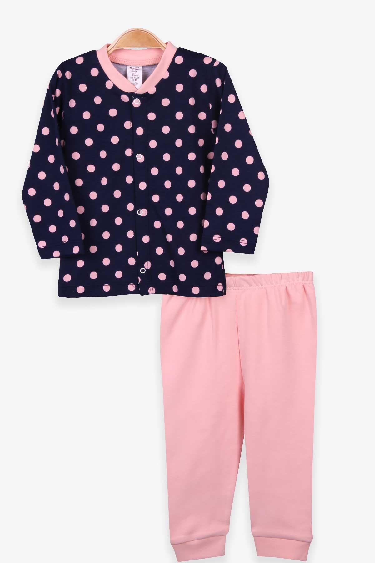 Breeze Kız Bebek Pijama Takımı Puantiyeli Lacivert (4 Ay-1 Yaş)