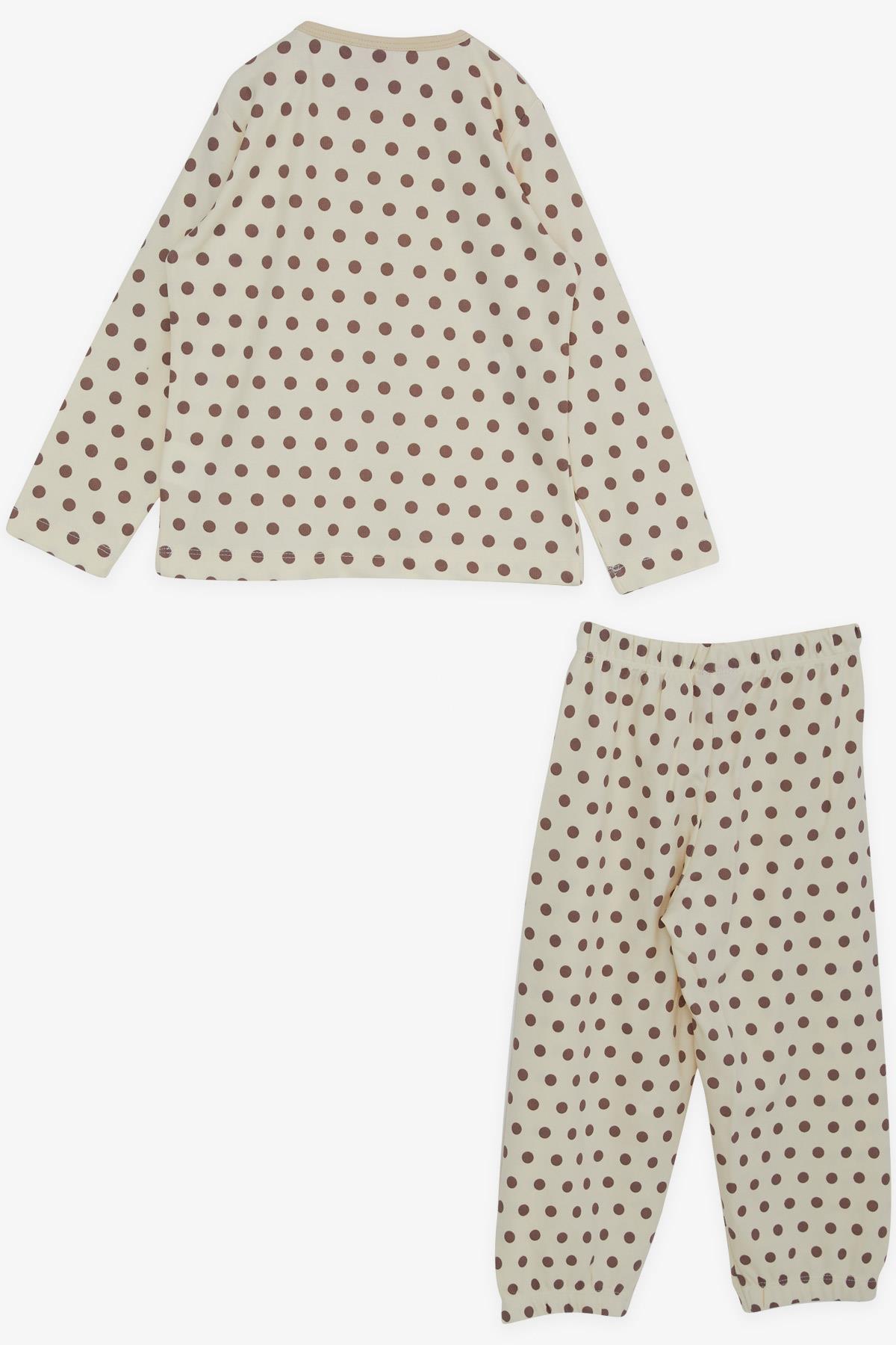Breeze Kız Bebek Pijama Takımı Puantiye Desenli Krem (9 Ay-3 Yaş)