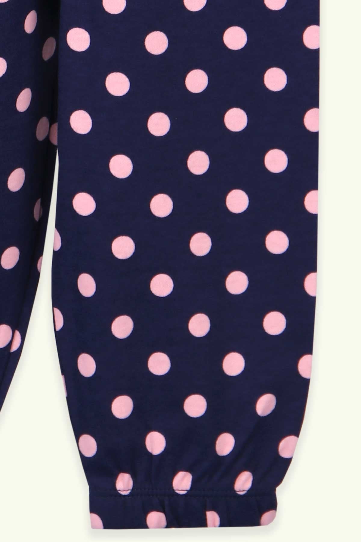 Breeze Kız Bebek Pijama Takımı Puantiyeli Lacivert (9 Ay-3 Yaş)