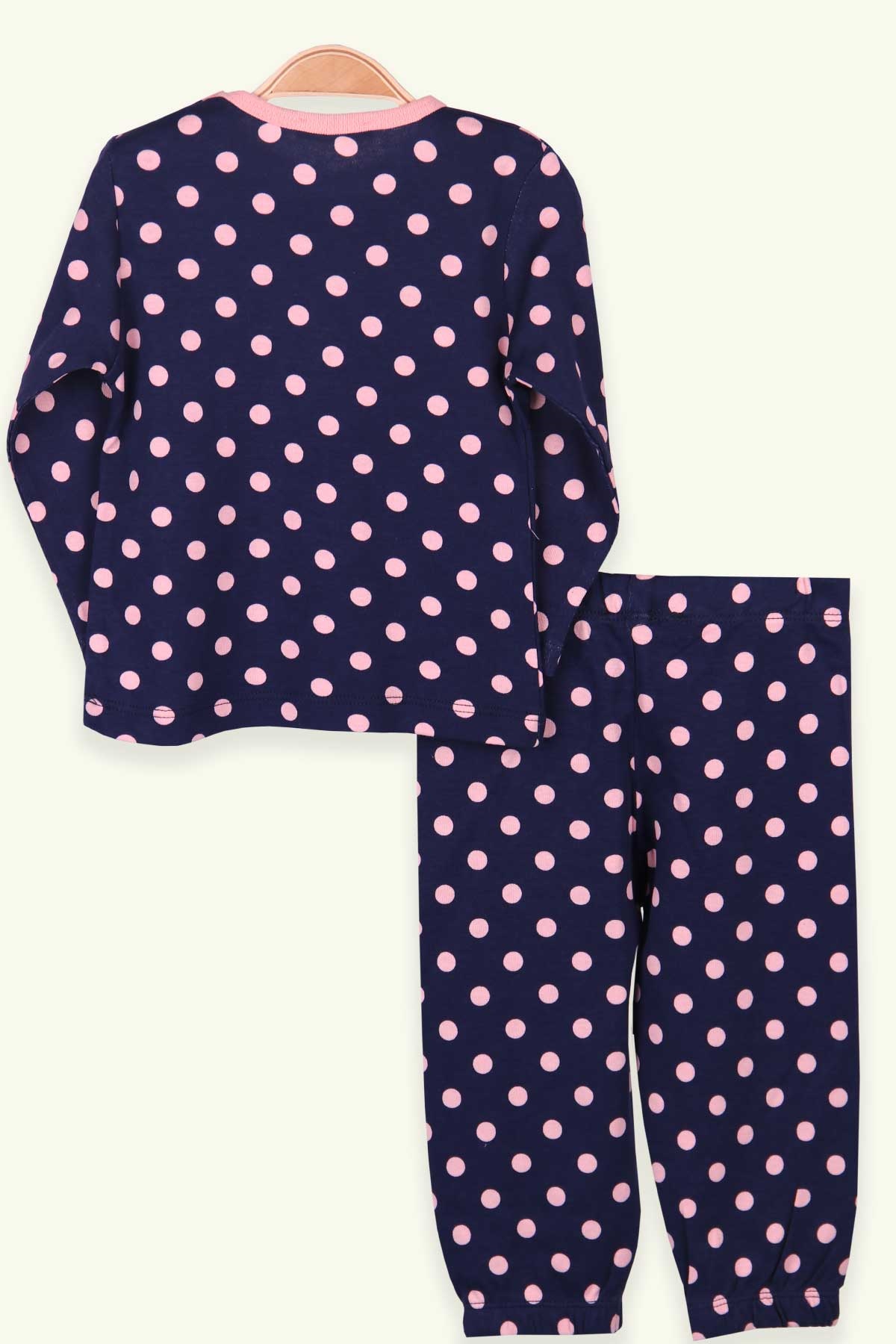Breeze Kız Bebek Pijama Takımı Puantiyeli Lacivert (9 Ay-3 Yaş)