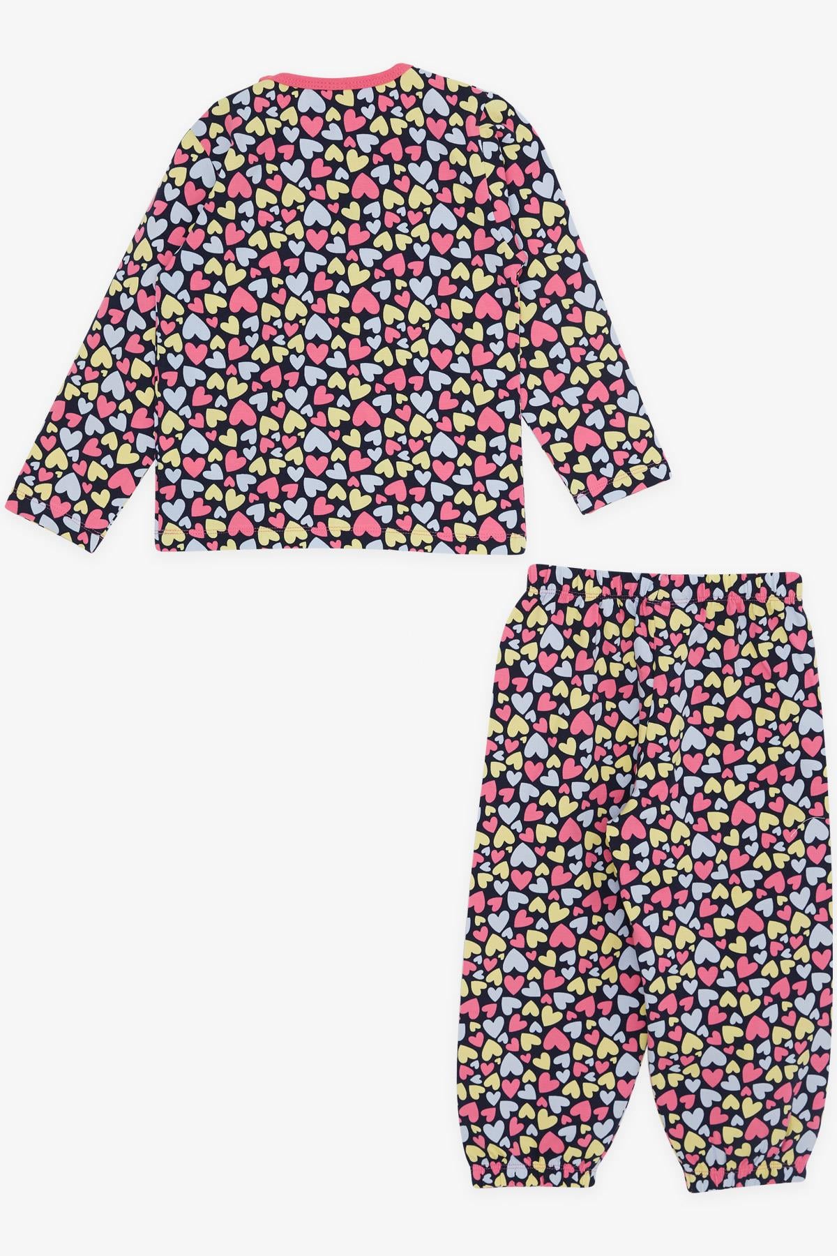Breeze Kız Bebek Pijama Takımı Renkli Kalp Desenli Karışık Renk (9 Ay-3 Yaş)