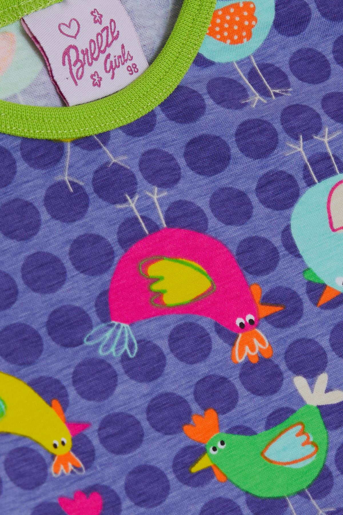 Breeze Kız Bebek Pijama Takımı Renkli Sevimli Horozcuk Desenli Mor (9 Ay-3 Yaş)