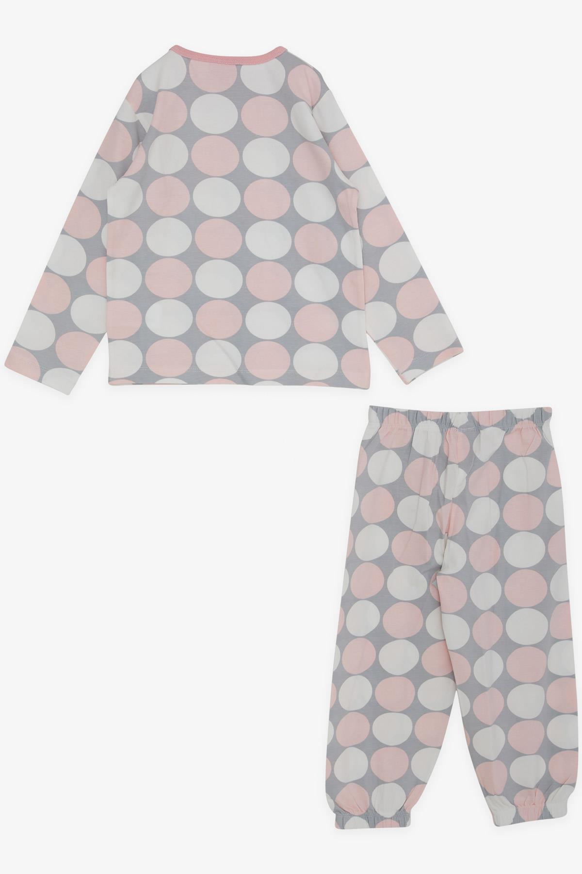 Breeze Kız Bebek Pijama Takımı Renkli Puan Desenli Gri (9 Ay-3 Yaş)