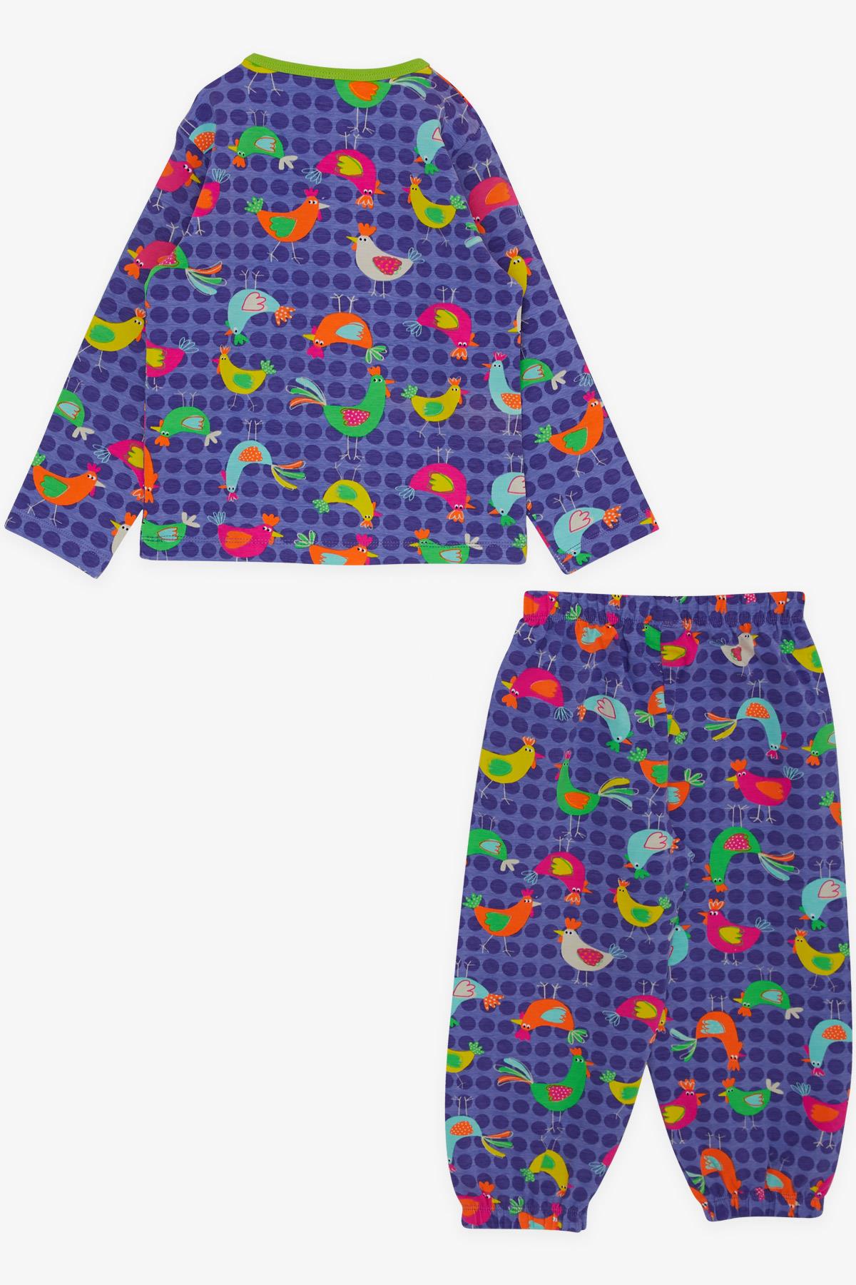 Breeze Kız Bebek Pijama Takımı Renkli Sevimli Horozcuk Desenli Mor (9 Ay-3 Yaş)
