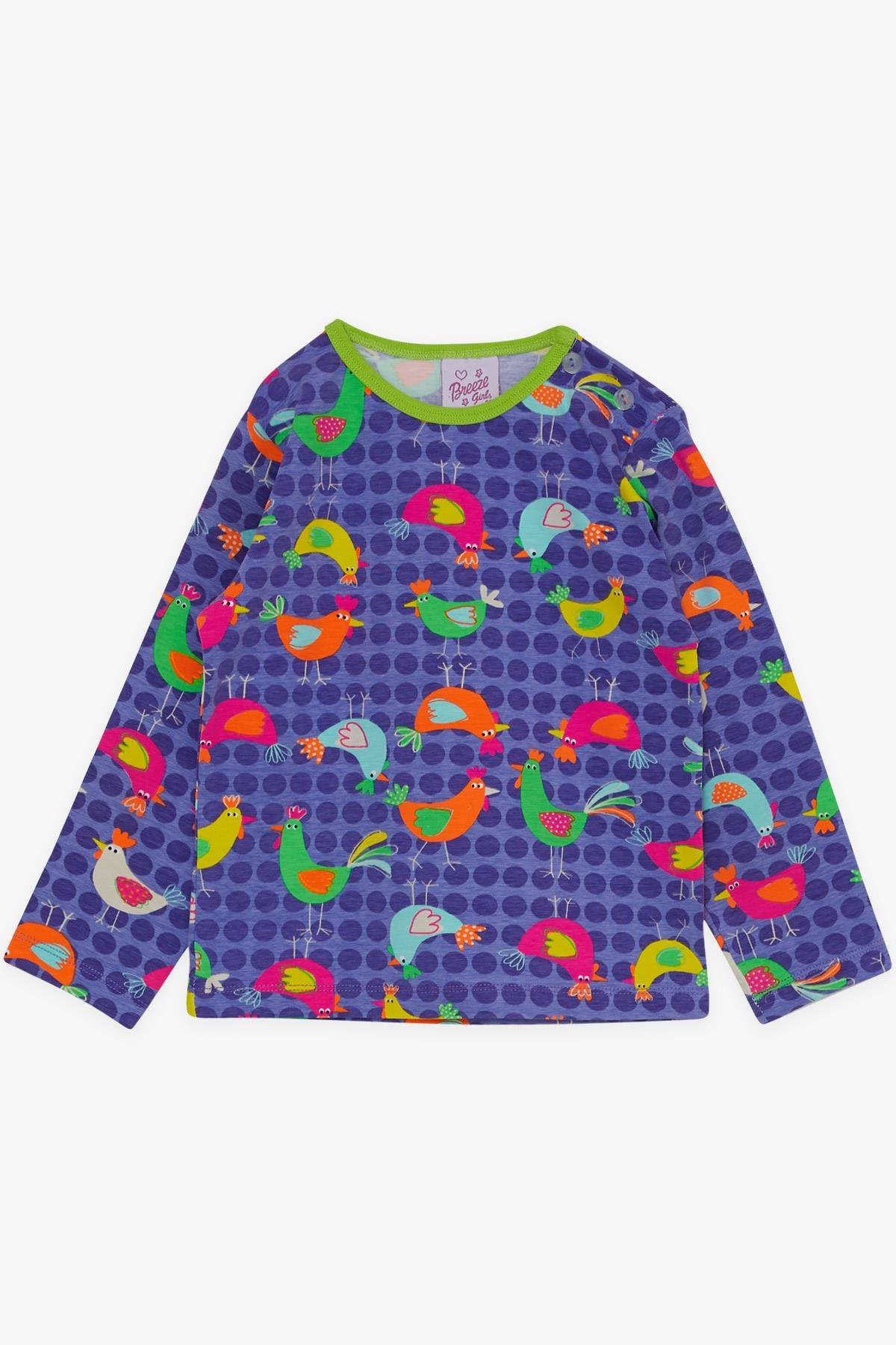 Breeze Kız Bebek Pijama Takımı Renkli Sevimli Horozcuk Desenli Mor (9 Ay-3 Yaş)
